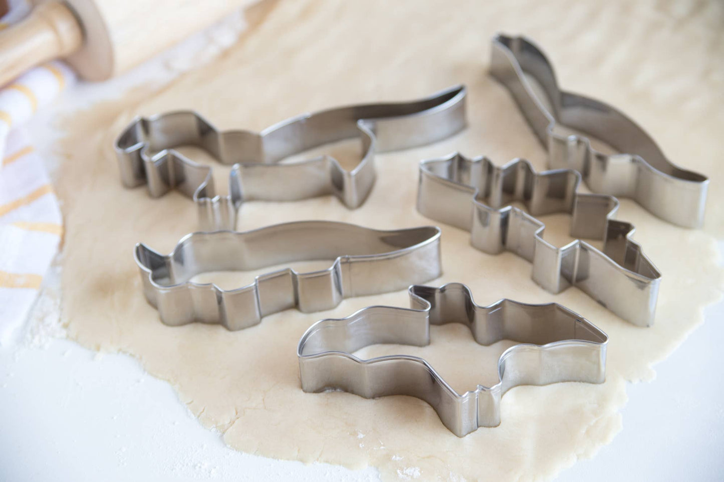 Fox Run Dinosaur Cookie Cutter Set, Stainless Steel, 5-Piece