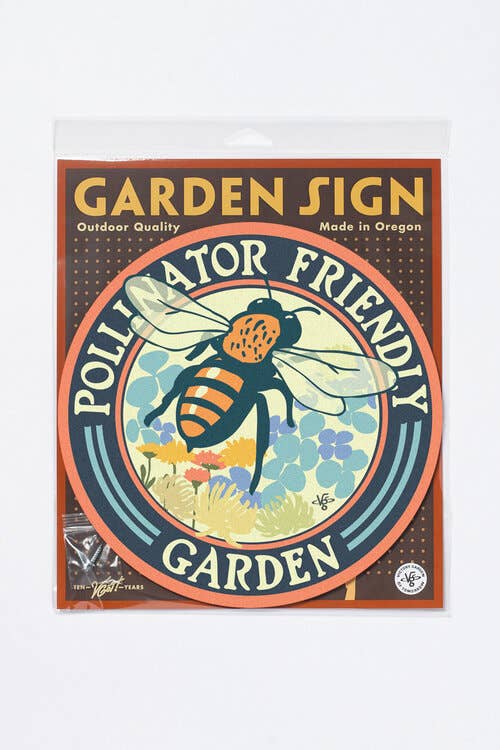 Bee Pollinator Friendly - Garden Sign: Wood Stake Not Included
