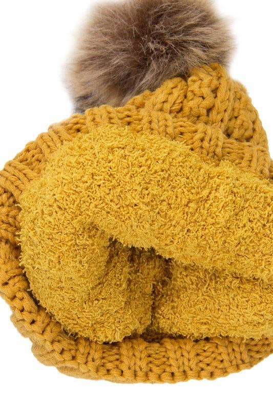 Youth/Adult CC Bold Faux Fur Accented Beanie in Brick