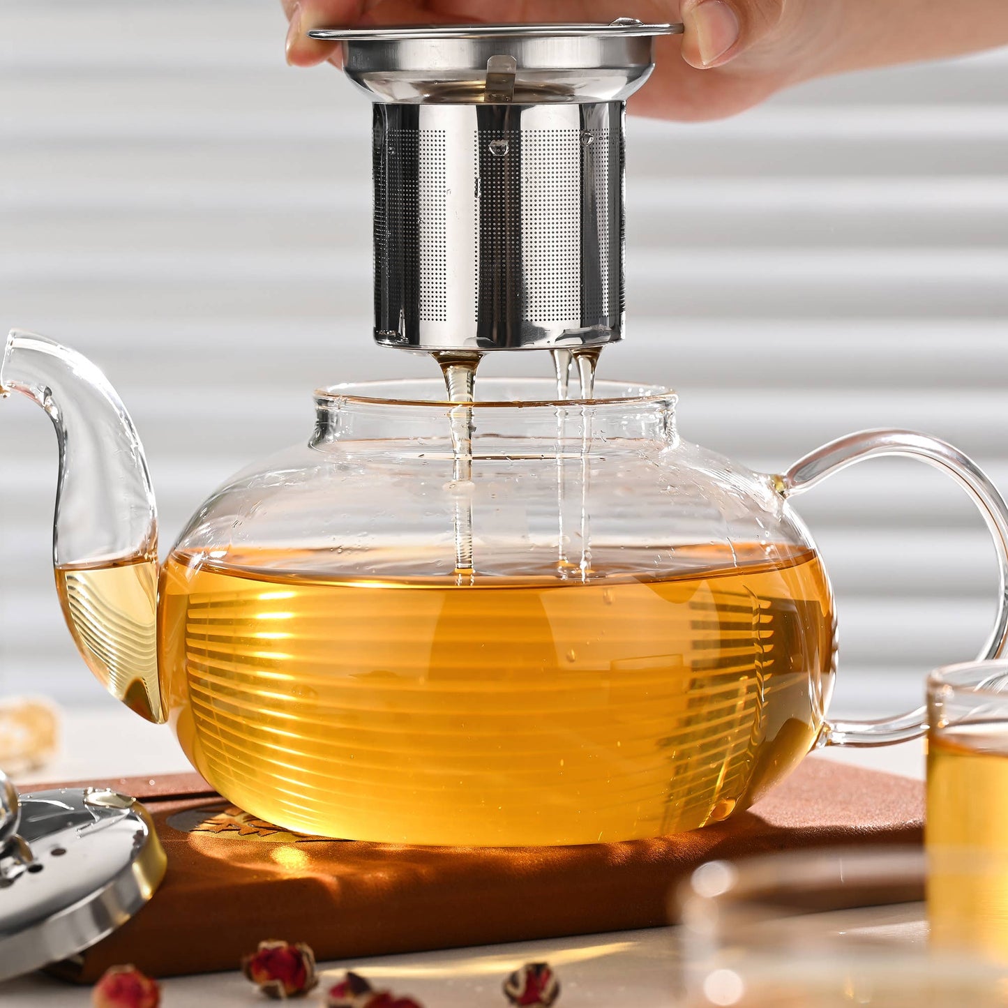 Fox Run Glass Teapot with Infuser, 4 Cup Clear Tea Pot
