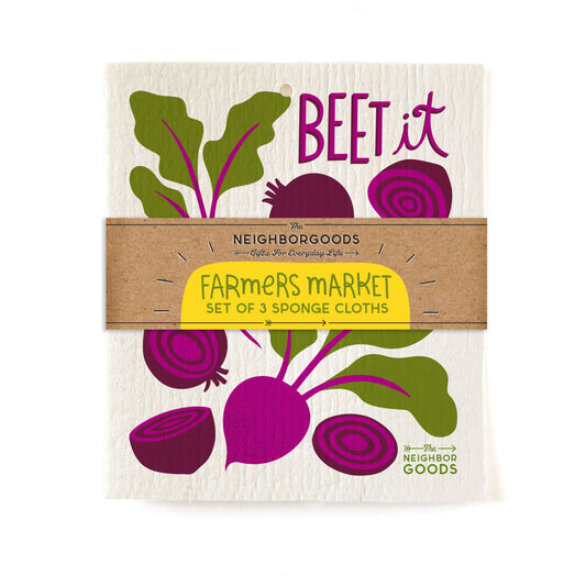 FARMERS MARKET (Beet, Pickle, Tomato)  Sponge Cloth Set of 3