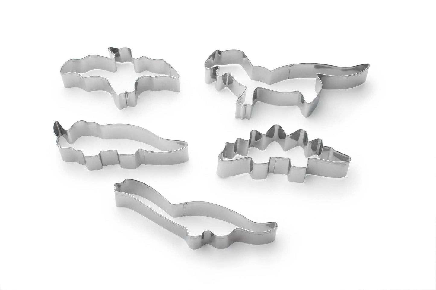 Fox Run Dinosaur Cookie Cutter Set, Stainless Steel, 5-Piece