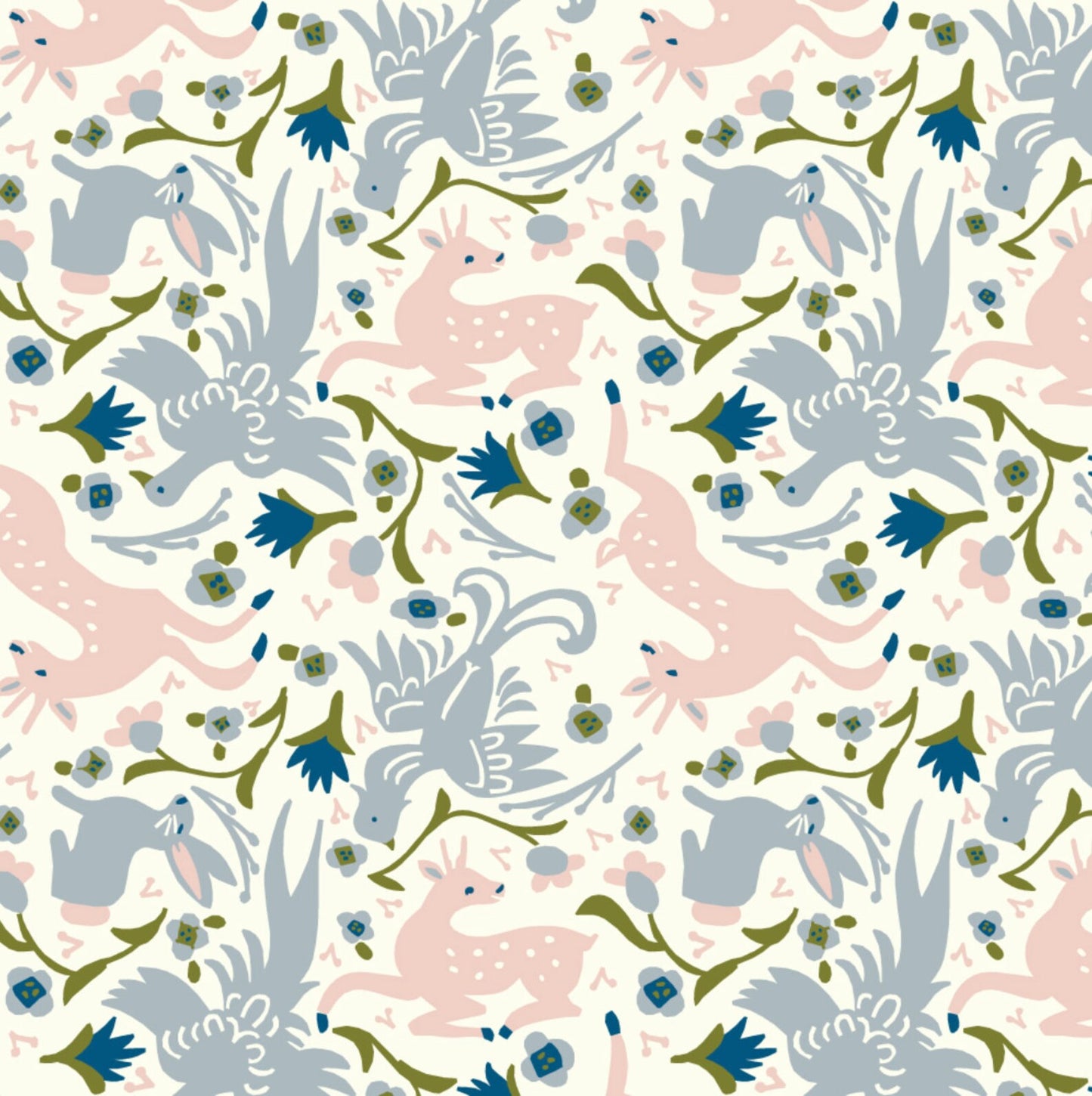 Birch Fabrics - Quilt-Weight Poplin - Organic Cotton Fabric - Gathering Cream - Enchanted Kingdom Collection by Kristen Balouch