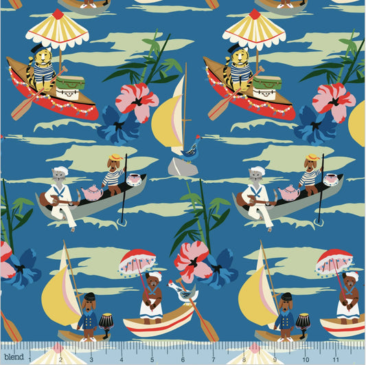 Elizabeth Grubaugh - Explorers Royal Blue - Out to Sea - Blend Fabrics