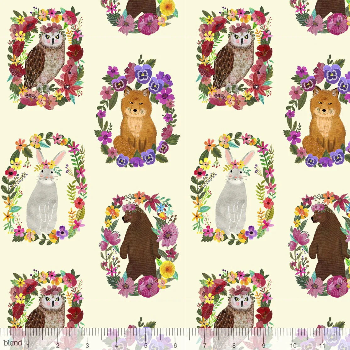 Mia Charro - Woodland Rings Ivory - Forest Friends - Blend Fabrics