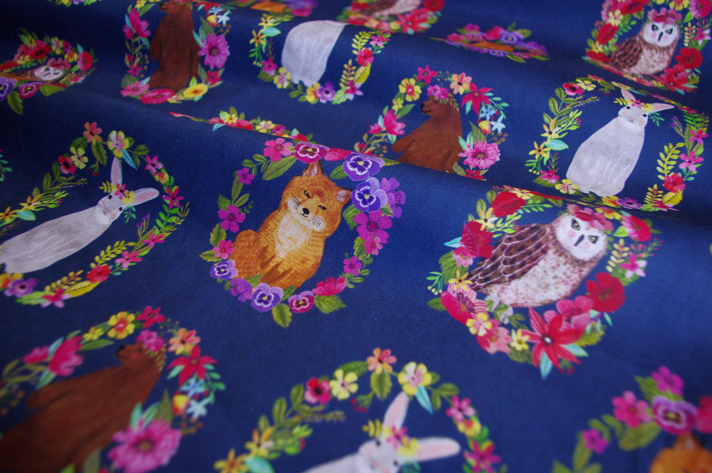 Mia Charro, Woodland Rings Navy, Quilting Weight Cotton, Blend Fabrics, Collection Forest Friends