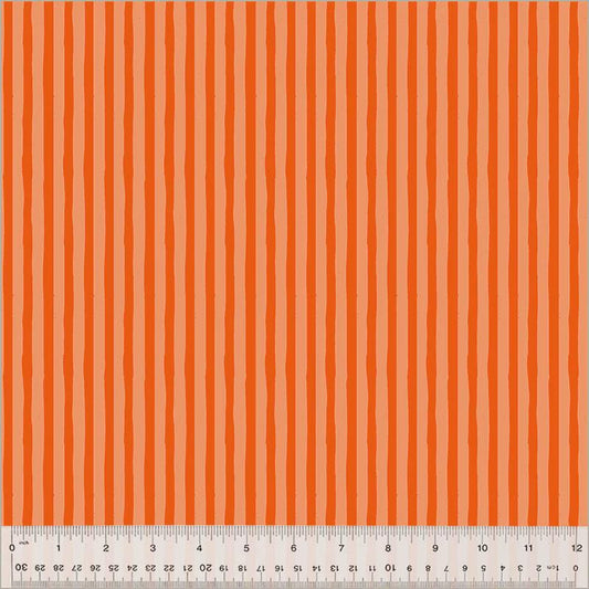 Heather Ross - Drawn Stripe Peachy/Delphinium - Heather Ross Ruby + Bee Blenders