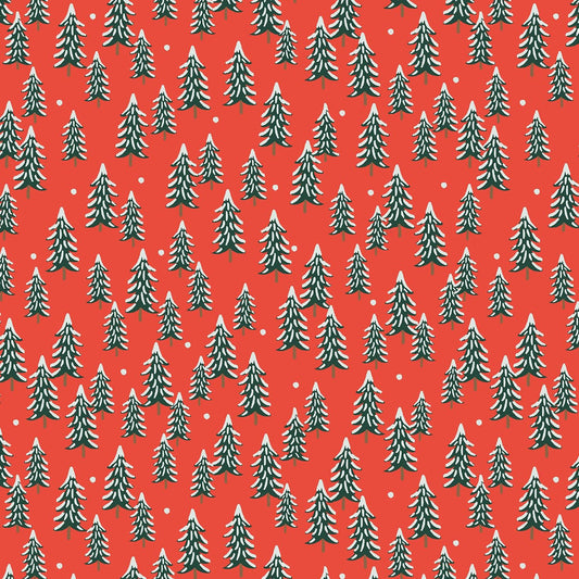 Rifle Paper Co. -  Fir Trees - Red Fabric - Holiday Classics -  Cotton+Steel