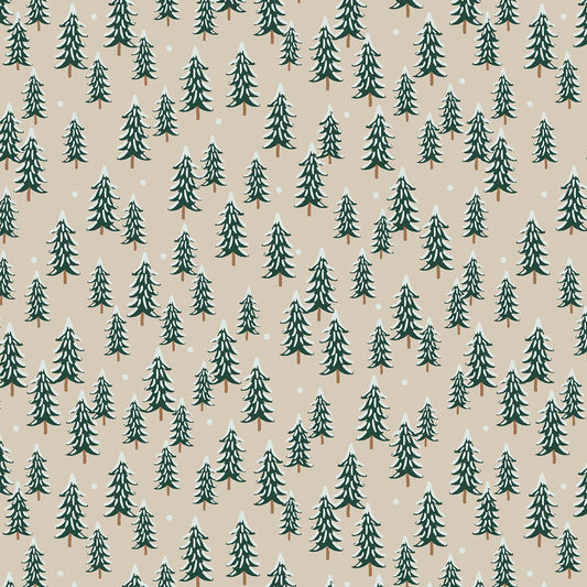 Rifle Paper Co. -  Fir Trees - Linen Fabric - Holiday Classics -  Cotton+Steel