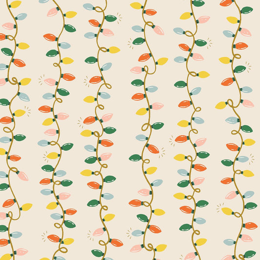 Rifle Paper Co. - Holiday Lights - Cream Metallic Fabric - Holiday Classics -  Cotton+Steel