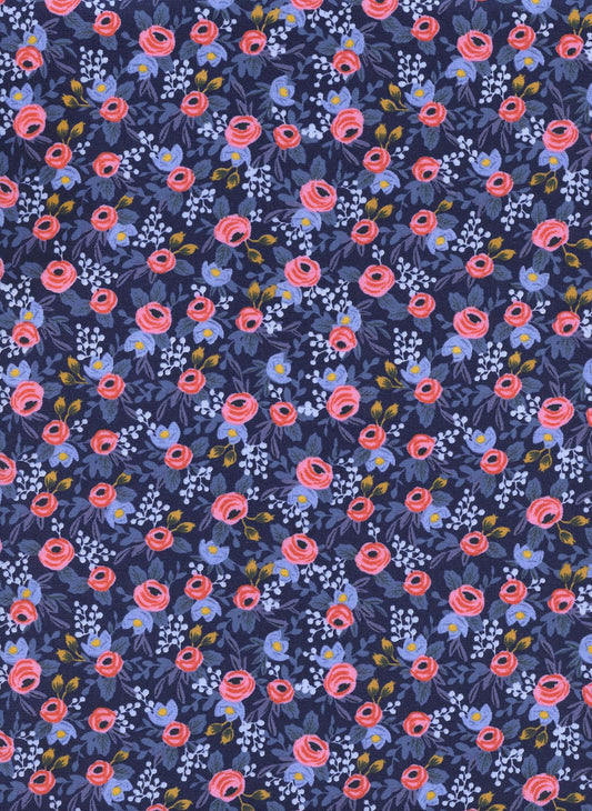 Rifle Paper Co. -  Les Fleurs - Rosa - Navy Fabric -  Cotton+Steel