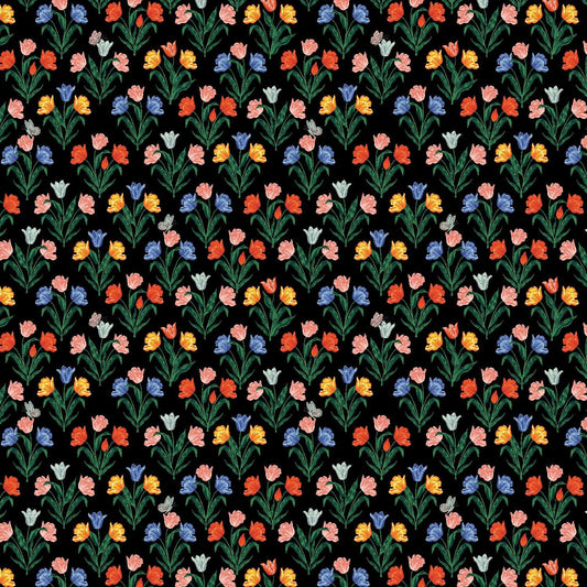 Rifle Paper Co. -  Curio - Tulips - Black Fabric -  Cotton+Steel