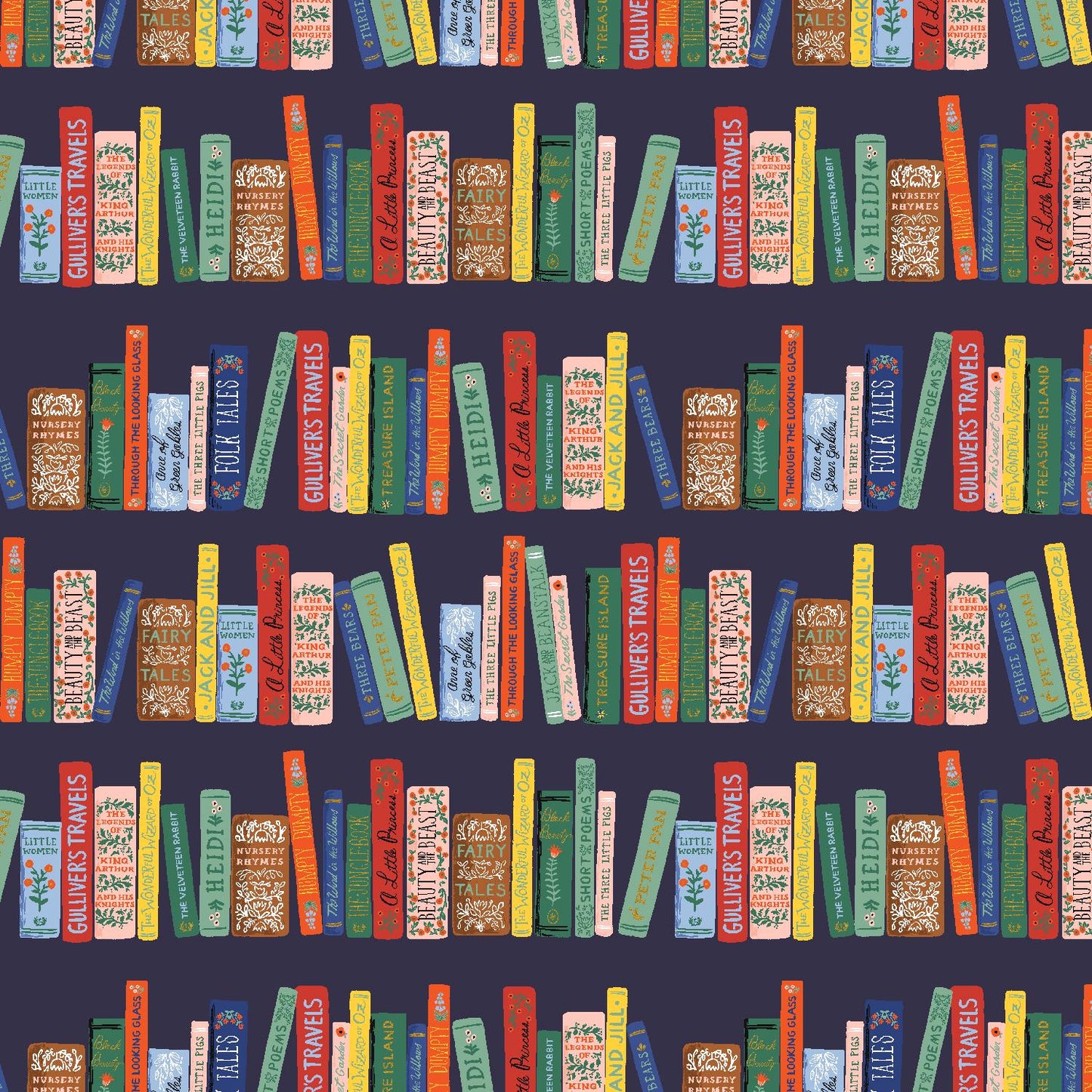 Rifle Paper Co. -  Curio - Book Club - Navy Metallic Fabric -  Cotton+Steel