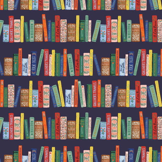 Rifle Paper Co. -  Curio - Book Club - Navy Metallic Fabric -  Cotton+Steel