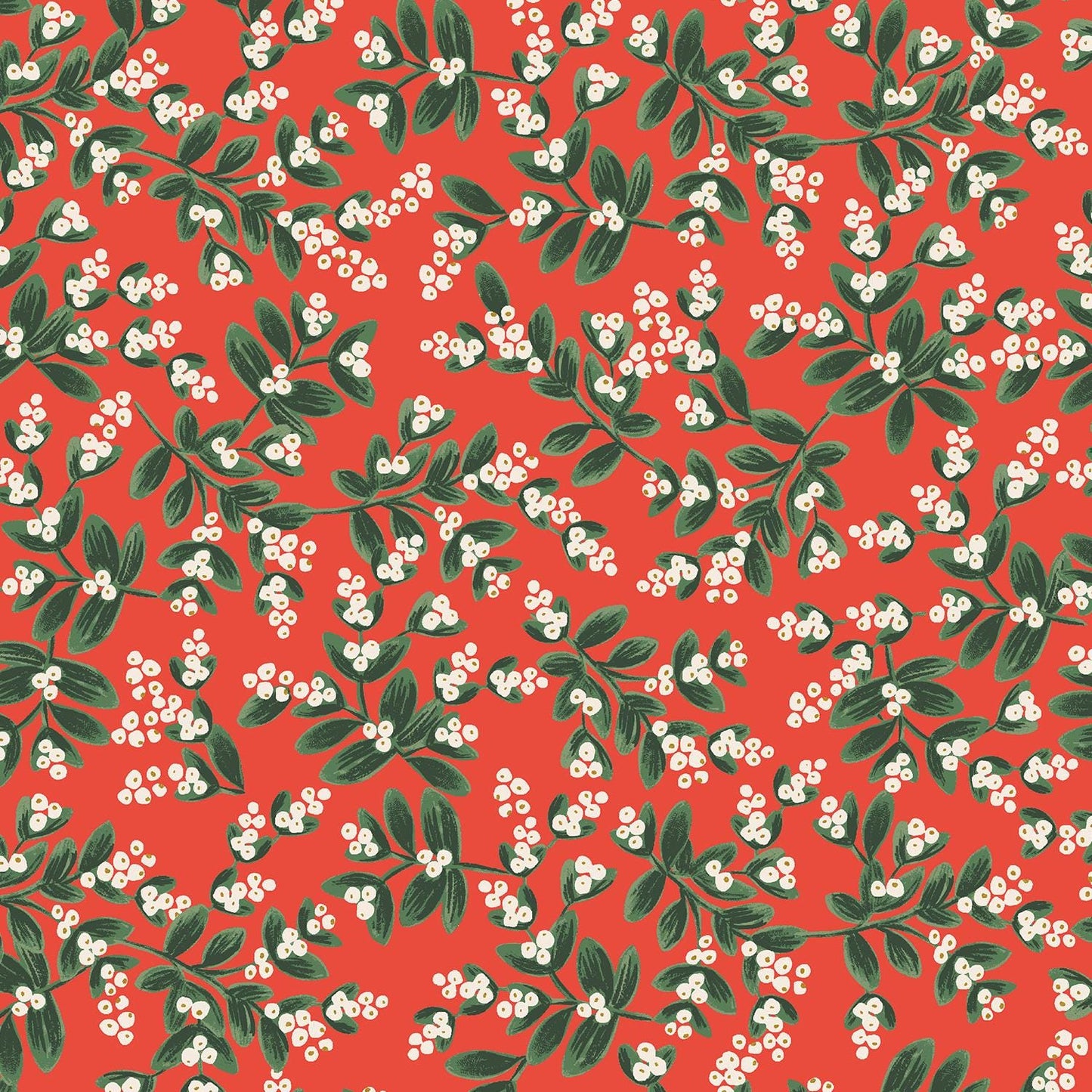 Rifle Paper Co. - Holiday Classics - Mistletoe - Red Metallic Fabric - Holiday Classics -  Cotton+Steel
