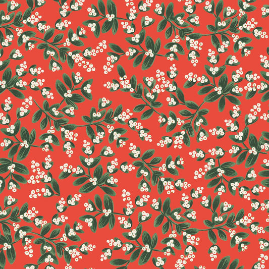 Rifle Paper Co. - Holiday Classics - Mistletoe - Red Metallic Fabric - Holiday Classics -  Cotton+Steel