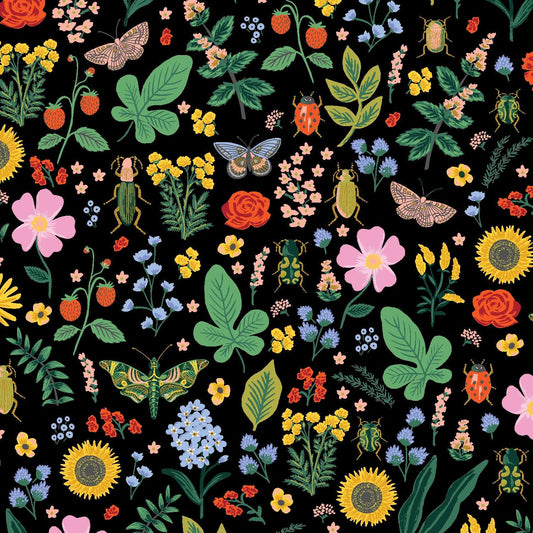Rifle Paper Co. -  Curio - Black Metallic Fabric -  Cotton+Steel