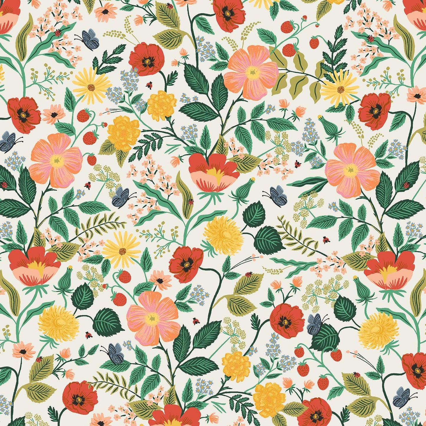 Rifle Paper Co. - Camont - Poppy Fields- Cream Fabric -  Cotton+Steel
